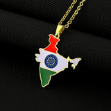 Fashion Republic of India Map Flag Pendant Necklace Stainless Steel Men Women भारत गणराज्य Maps Jewelry Gift