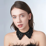 Pearl Beaded Lace Trim Collar Ribbons Women Necklace Wedding Jewelry for Clothes Dress  Beads Crystal Collar Wedding Jewelry