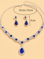 3 pieces of women's crystal droplet necklace with earrings set for wedding evening dress accessories