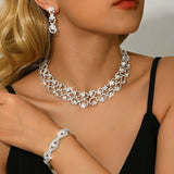 Ladies' light luxury style design necklace, earrings, jewelry set suitable for weddings, gatherings, holidays, gifts