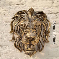 28cm Large Lion Head Wall Mounted Art Sculpture Gold Resin Lion Head Art Wall Luxury Decor  Bedroom Decoration