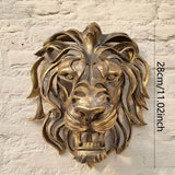 28cm Large Lion Head Wall Mounted Art Sculpture Gold Resin Lion Head Art Wall Luxury Decor  Bedroom Decoration