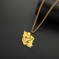 EUEAVAN Iran Map Pendant Necklace Stainless Steel Peace Dove Olive Branch Persian Calligraphy Necklaces Iranian Country Jewelry