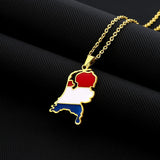 2024 new fashion stainless just vintage Dutch map flag pendant necklace temperament everything collarbone chain birthday anniver