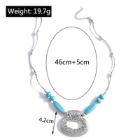 Ethnic Antique Silver Color Moon Choker Necklaces for Women Boho Turquoise Necklace Girls Party Jewelry Gifts