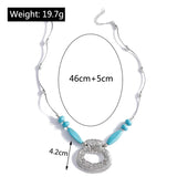Ethnic Antique Silver Color Moon Choker Necklaces for Women Boho Turquoise Necklace Girls Party Jewelry Gifts