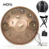 432Hz/440Hz Gold Handpan Drum with Steel Tongue for Yoga,Meditation Instrument,Beginner,Tambor Gift, 22 inch,9, 10,12,14,17notes