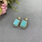New turquoise fashionable handmade design inlaid turquoise Internet celebrities with the same color-preserving jewelry set