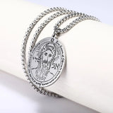 Nordic fashion trend titanium steel jewelry laser marking Solomon round brand pendant stainless steel necklace