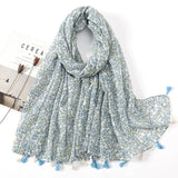 Ethnic Printed Cotton Hijab Viscose Tassels Scarf For Muslim Woman Hijabs Shawls Lady Soft Long Wraps Islim Headband Turban