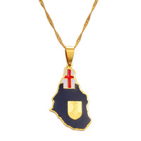 Anniyo Flag & Map of Montserrat United Kingdom Pendant Chain Necklaces Montserrat Maps Jewelry #175621