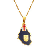 Anniyo Flag & Map of Montserrat United Kingdom Pendant Chain Necklaces Montserrat Maps Jewelry #175621