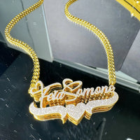 Personalized Custom Double Plated Name Necklace 18k Gold Plated Nameplate Pendant Customized Name Plate Necklace for Women Men