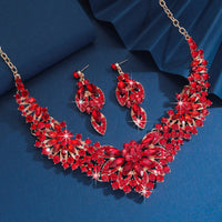 3PC Women's Wedding Season Fashion Luxury Flower Necklace Earrings Jewelry Set Suitable for Wedding Parties and Festival Gifts