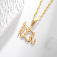 Exquisite Stainless Steel Islamic Muslim Calligraphy Arabic Pendant Necklace Men Women Religious Jewelry Accessories
