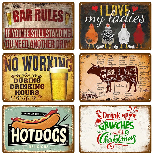 Retro Wall Art Tin Sign Interior Outdoor Aesthetic Room Vintage Home Decor Items Decoration Luxury Metal Sign Poster Plates Bar