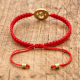 Handmade Red Rope Knots Pave Zircon OM Braided Bracelet Buddhist Lucky Charm Bracelets & Bangles For Women Men Gift