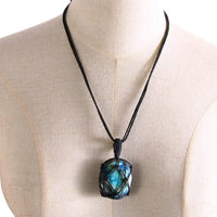1Pc Dragons Heart Labradorite Healing Crystal Pendant Wrap Braid Natural Stone Necklace Chakra Reiki Jewelry Gift for Women Men