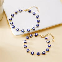 Lucky Heart Evil Eye Chain Anklet Bracelet for Women Men Fashion Star Simulated Pearl Wrap Jewelry Foot Wrist Summer Friend Gift
