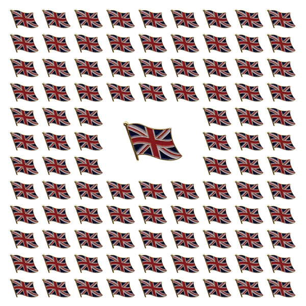 100Pcs Waving British Union Jack Flag Enamel Pin (England) Flag Bulk Metal National Lapel Pin