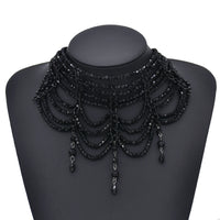 Black White Crystal Beads Necklace for Women Handmade Bohemian Drop Fashion Statement Choker Necklaces Female Lady Charm Jewelry