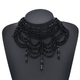 Black White Crystal Beads Necklace for Women Handmade Bohemian Drop Fashion Statement Choker Necklaces Female Lady Charm Jewelry