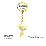 My Shape Phoenix Bird Keychains Stainless Steel Flying Animal Owl Eagle Wings Pendent Keyring for Car Backpack Amulet Jewelry