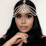 Exquisite Fashionable  Multi Layer Rhinestone Pendant Head Chain Bridal Wedding Ladies Crystal Forehead Chain Jewelry