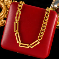 GANPUP 316l Stainless Steel Metal Heavy Thick Chain Necklace Charm Fashion Neck Chain Waterproof Gold Color Jewelry For Women