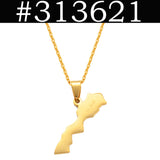 Anniyo Morocco Map Pendant Necklaces for Women Men,Ethnic Jewelry Stainless Steel Le Royaume du Maroc @313621