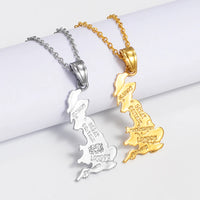 Anniyo United Kingdom of Great Britain and Northern Ireland Map Pendant & Necklaces for Women UK Country Maps #201210