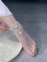 Fashionable Multi-layer Tassel Rhinestone Foot Chain Nightclub Ladies' Jewelry Ankle Accessories