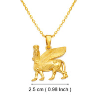 Anniyo 2.5CM Ashur Pendant Necklaces Lama,Lamma,Winged Bull Lamassu is an Assyrian Protective Deity Jewelry #343906