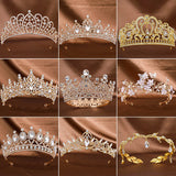 1Pc Golden Baroque Crystal Tiaras And Crowns For Women Bride Rhinestone Prom Diadem Headband Bridal Wedding Hair Accessories