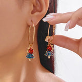 Fashion Christmas Tree Zircon Crystal Star Silver Color Earrings Stud Dangle Xmas Jewelry Women Party Gift