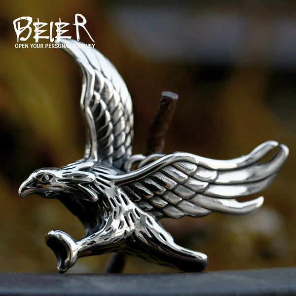 Beier Wholesale Stainless Steel Emboss Eagle Pendant necklace For Man Punk good detail Animal Jewelry BP8-542