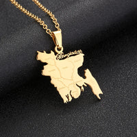 2024 New fashion stainless steel O Bengal map necklace for men and women geometric titanium steel pendant national style clavicl