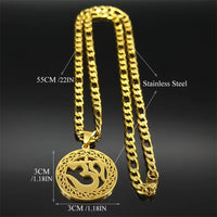 Yoga Pendant Necklaces For Men Women Gold Color Stainless Steel OHM Hindu Buddhist AUM OM Hip Hop Chain Jewelry Gift