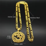 Yoga Pendant Necklaces For Men Women Gold Color Stainless Steel OHM Hindu Buddhist AUM OM Hip Hop Chain Jewelry Gift