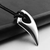 Punk Hip Hop Wolf Tooth Leather Rope Pendant Necklaces For Men Women Stainless Steel Fashion Animal Amulet Jewelry Wholesale