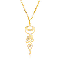 EUEAVAN Lotus Flower Yoga Pendant Necklace Stainless Steel Om Unalome Symbol Necklaces for Women Men Buddhist Amulet Jewelry