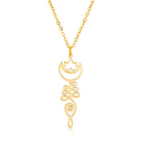 EUEAVAN Lotus Flower Yoga Pendant Necklace Stainless Steel Om Unalome Symbol Necklaces for Women Men Buddhist Amulet Jewelry