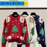 Women's Sweater New Christmas Tree Snow Youthful woman Clothes Long Sleeve Tops Blouse O-neck Sweatshirts Y2K Knitwear All-match