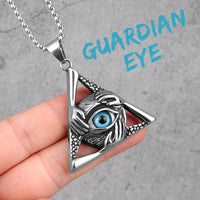 Guardian Eye Triangle Long Men Necklaces Pendant Chain Punk for Boyfriend Male Stainless Steel Jewelry Creativity Gift Wholesale