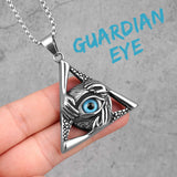 Guardian Eye Triangle Long Men Necklaces Pendant Chain Punk for Boyfriend Male Stainless Steel Jewelry Creativity Gift Wholesale