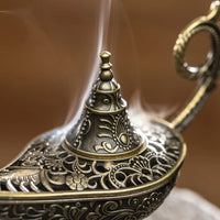 Durable Antique Style Incense Burner Air Purification Metal Aroma Furnace Gifts Wishing Aladdin Lamp Home Decor