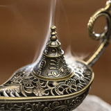 Durable Antique Style Incense Burner Air Purification Metal Aroma Furnace Gifts Wishing Aladdin Lamp Home Decor