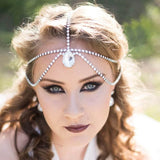Rhinestone Bridal Forehead Headband Hair Chain Wedding Jewelry for Women Luxury Crystal Waterdrop Headpiece Head Chain Headwear
