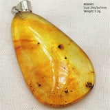 Natural Insect Amber Water Drop Pendant Flower Yellow Amber Insect Necklace Baltic Women Men Jewelry Stone AAAAAAA