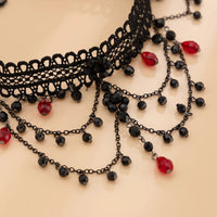 Ladies Gorgeous Black Color Lace Beads Choker Necklace Beach Travel Holiday Fashion Classic Personalized Jewelry Evening D